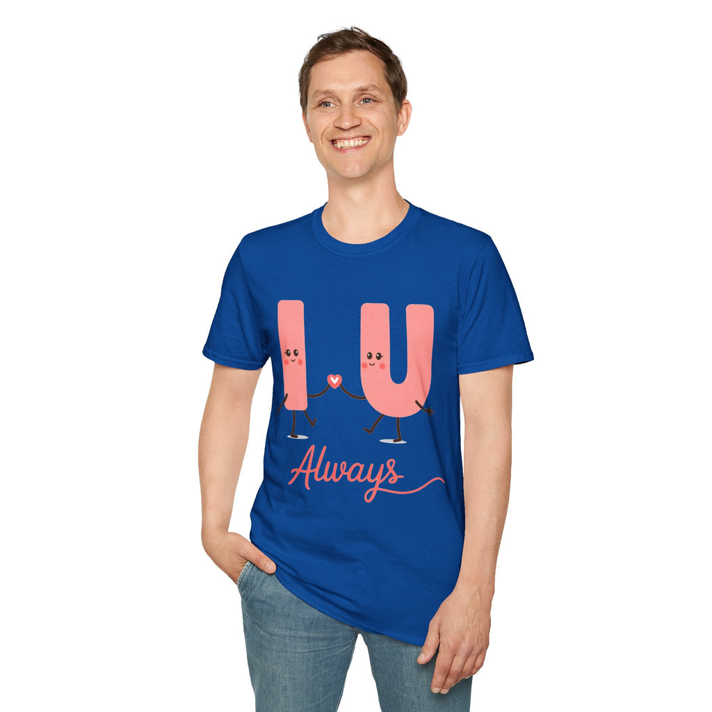 T-Shirt – Cute 'I  U Always' Kissing Letters Valentine's Tee