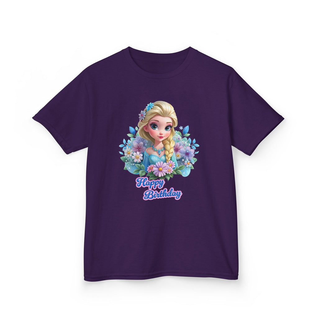 Kids Tee — 'Happy Birthday' Princess Floral Design