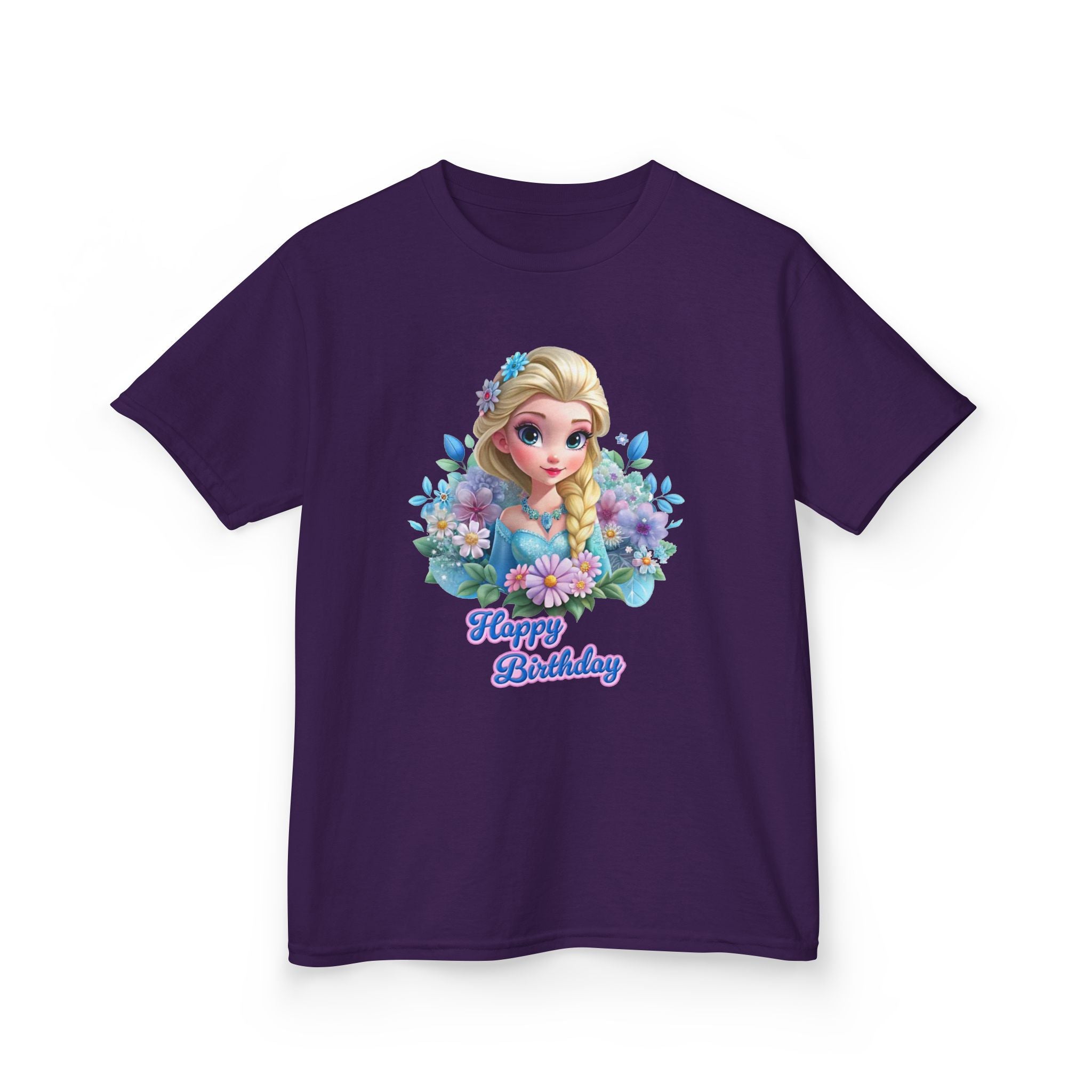 Kids Tee — 'Happy Birthday' Princess Floral Design
