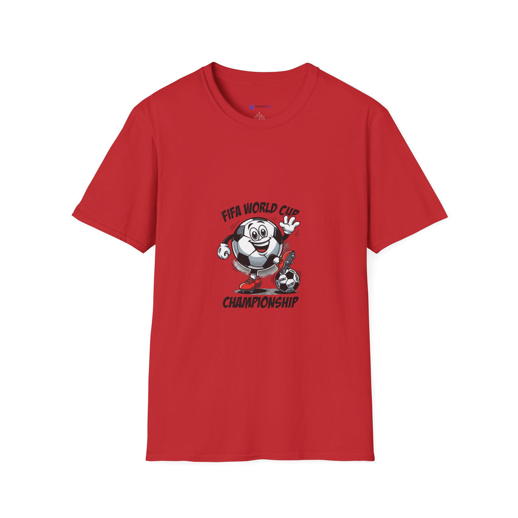SPORTS comic style Cartoon Mascot T-Shirt — Championship Soccer Tee