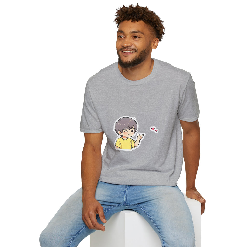 Cute Boy Waving Hearts T-Shirt — Cute Kawaii Cartoon Graphic Tee