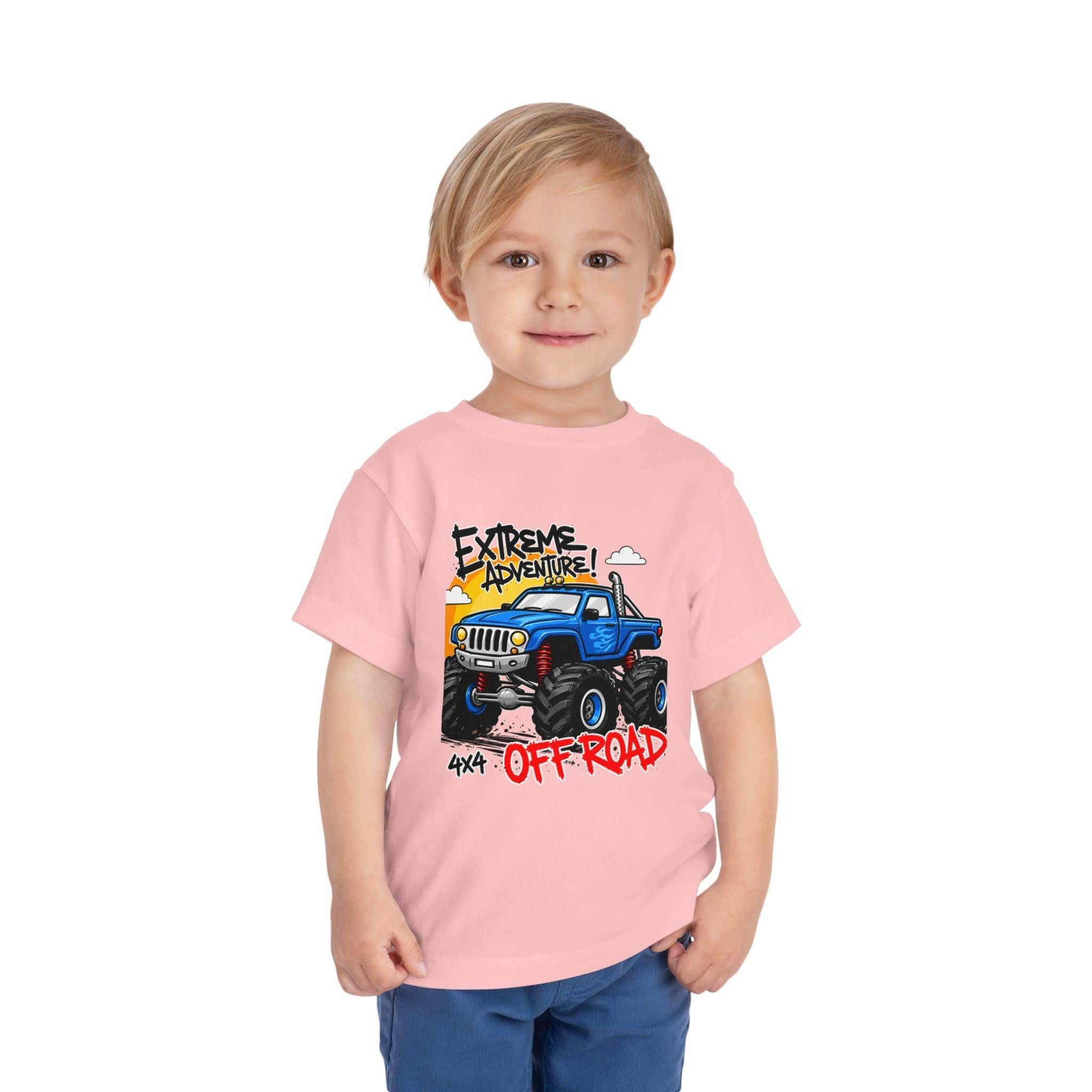 Toddler Tee - "Extreme Adventure 4x4 Off Road" Blue Monster Truck.