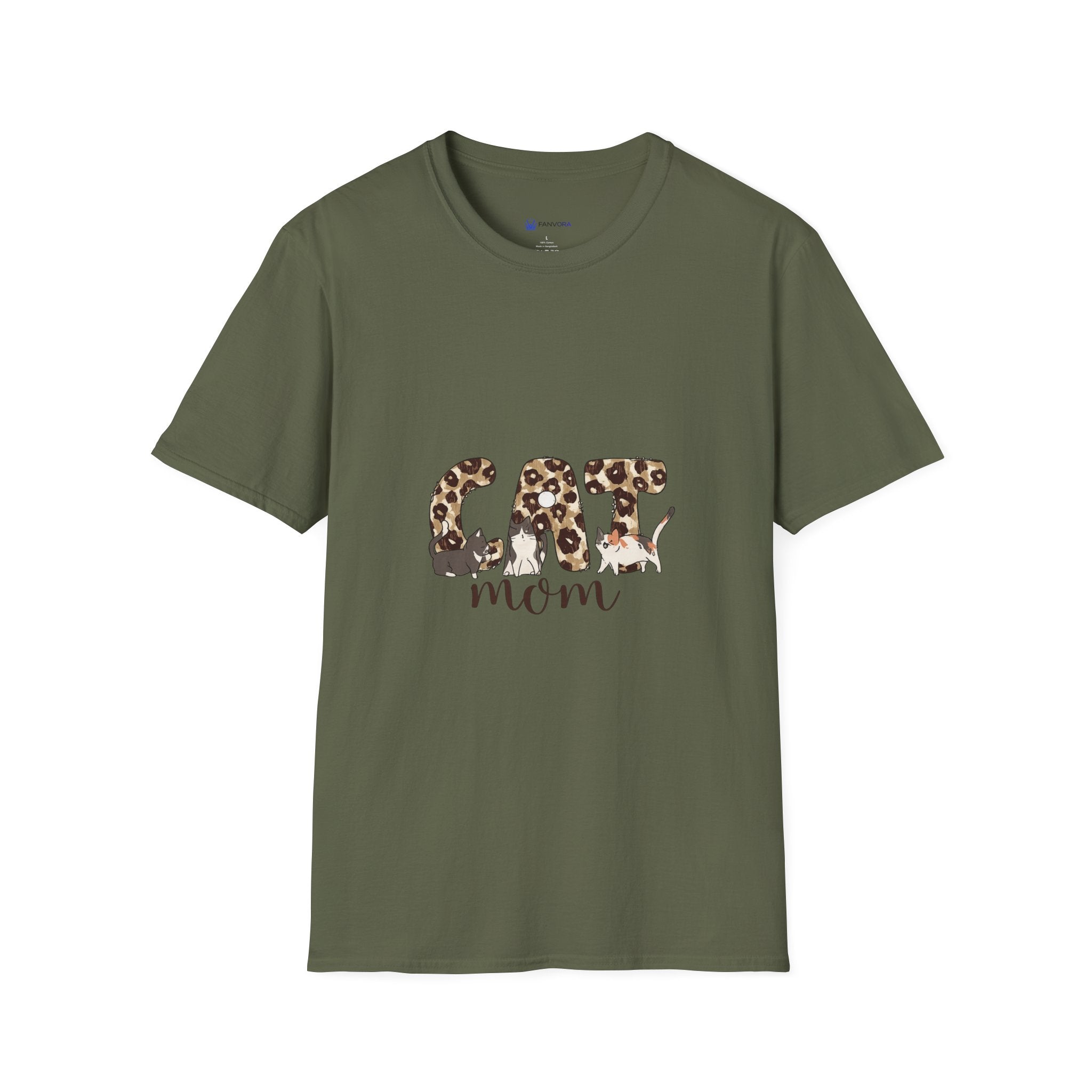 Cat Mom Leopard Print T-Shirt — Cute Graphic Tee for Cat Lovers