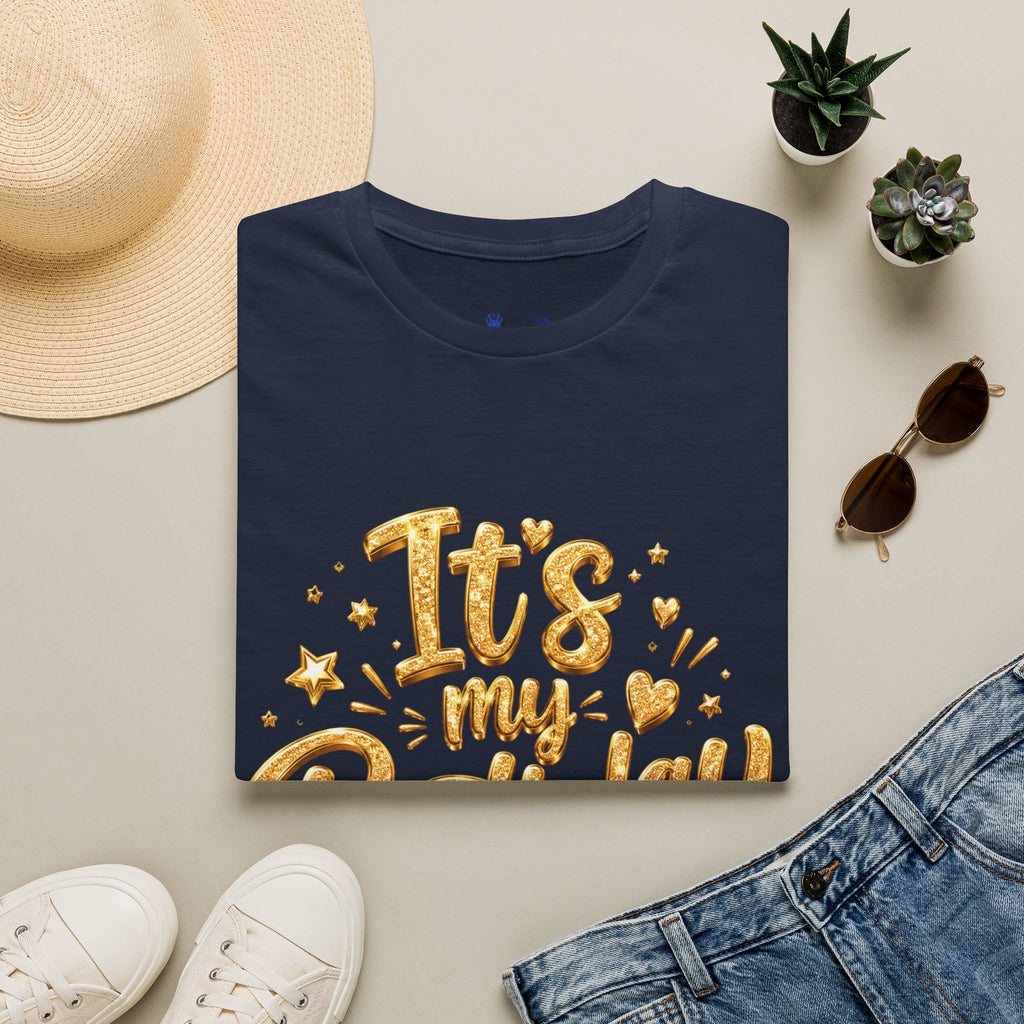 Birthday T-Shirt — "It's My Birthday" Gold Glitter Script Party Tee