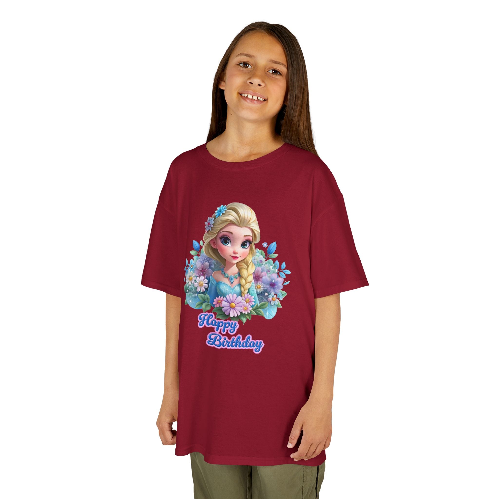 Kids Tee — 'Happy Birthday' Princess Floral Design