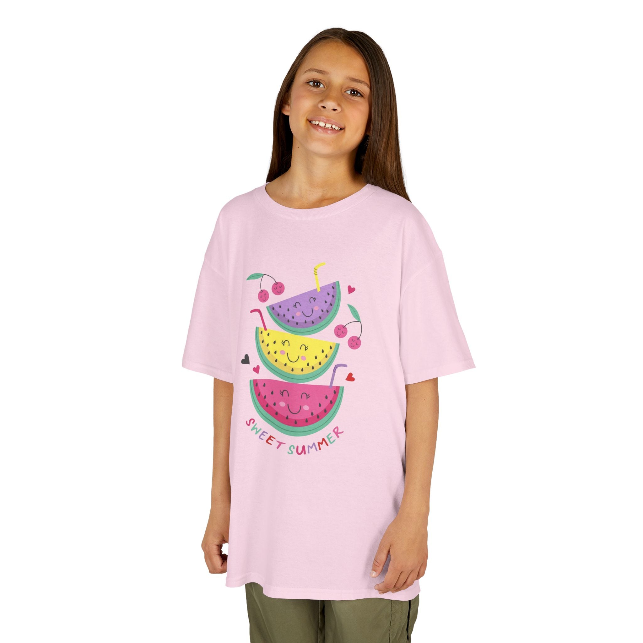 Kids T-Shirt — Cute Stacked Watermelon Illustration with "Sweet Things" Text