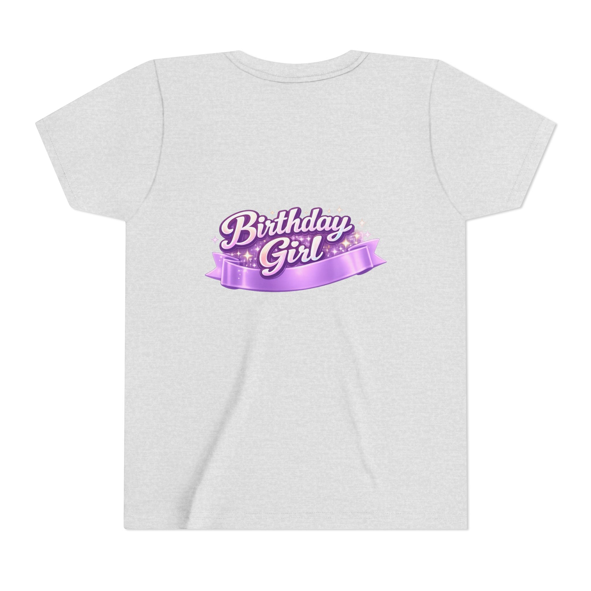 Girls' 5th Birthday Tee - 'Happy Birthday' Glitter Stars Design