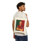 Soccer Star Portrait Tote Bag — Vintage Red & Green Portugal  legend  Illustration.