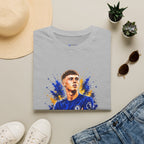 Soccer Player Graphic T-Shirt — 'England Legend' Blue Splash Design