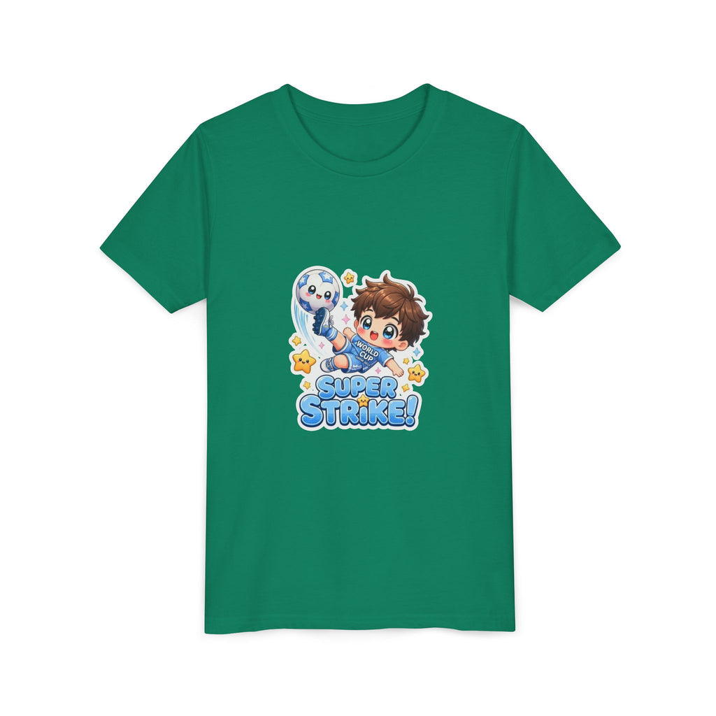 Youth Tee - Cute 'Super Strike!' Soccer Boy Graphic