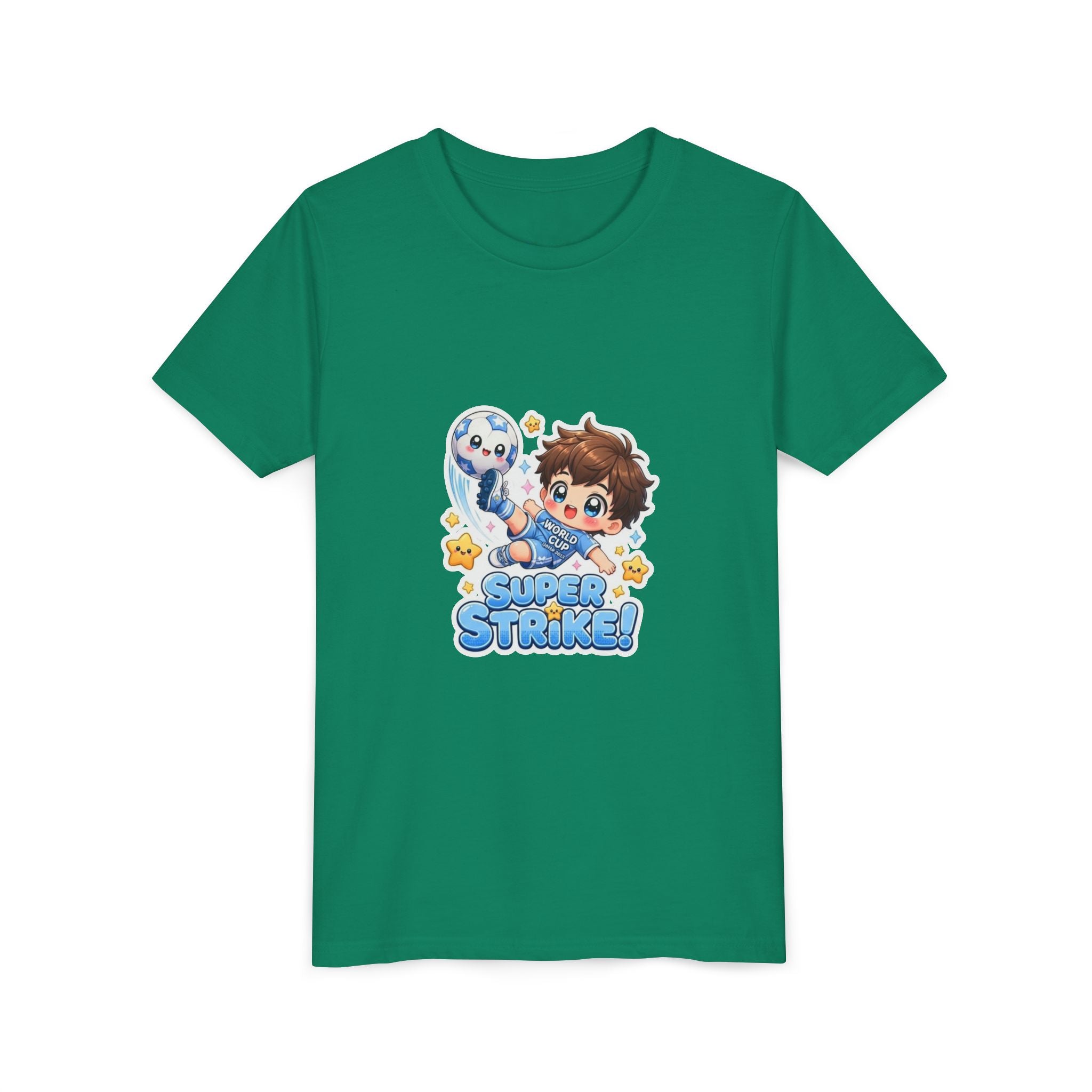 Youth Tee - Cute 'Super Strike!' Soccer Boy Graphic