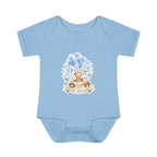 Baby Bodysuit - Blue Teddy Bear with Balloons "Happy Birthday" Infant Onesie