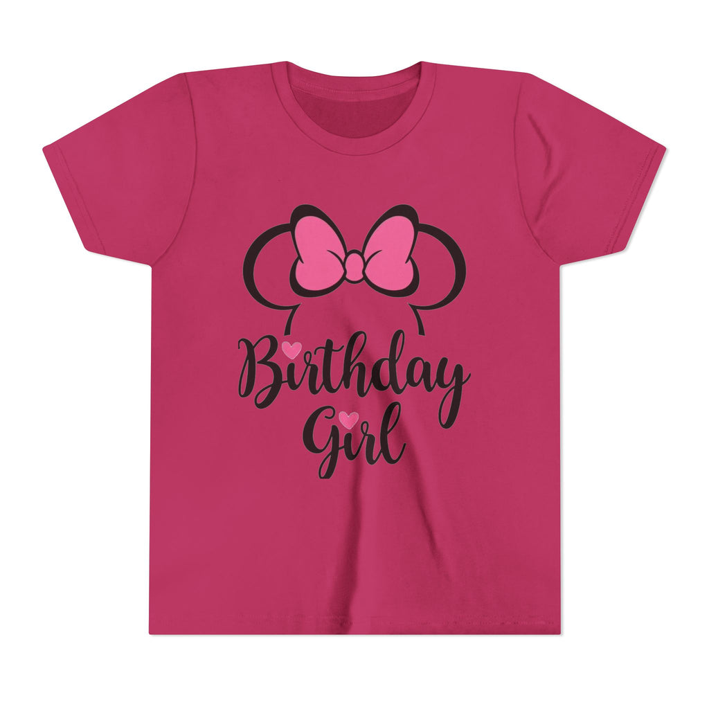 Birthday Girl Youth Tee — Pink Bow Party Shirt for Girls