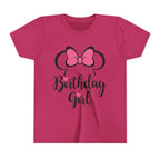 Birthday Girl Youth Tee — Pink Bow Party Shirt for Girls