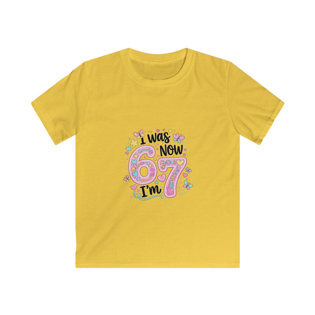 Kids Tee — ‘I Was 6 Now I’m 7’ Birthday Girl Cute Floral Design