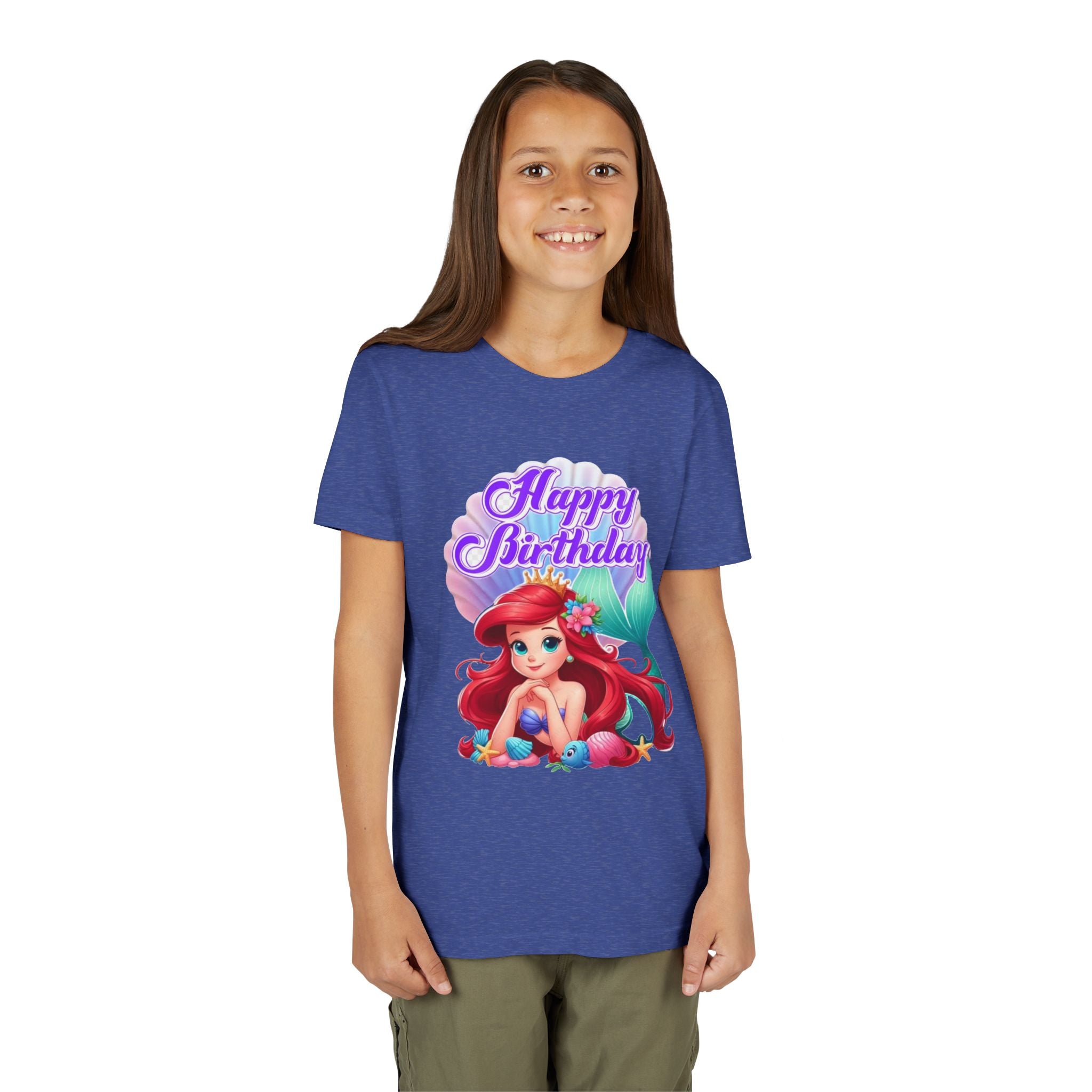 Birthday Youth Tee - Cute Mermaid "Happy Birthday" Graphic