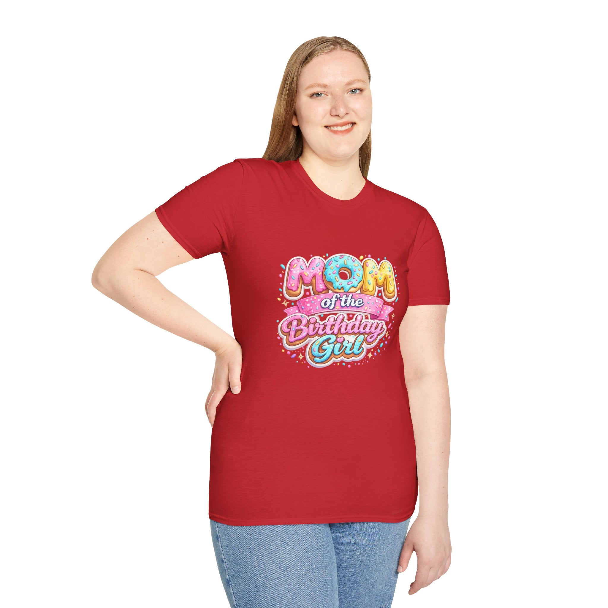 Unisex Softstyle T-Shirt "mom of the birthday girl"