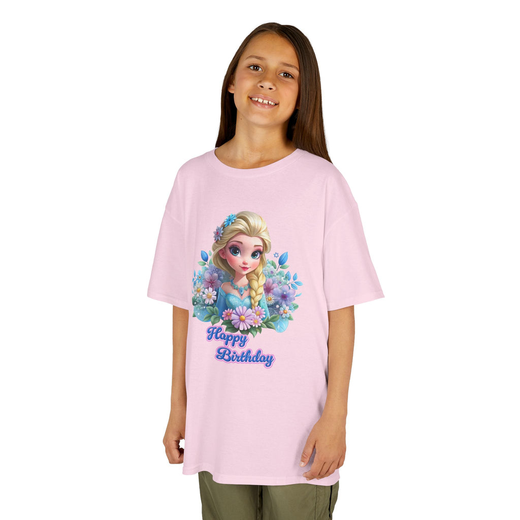 Kids Tee — 'Happy Birthday' Princess Floral Design