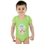 Baby Bodysuit - Blue Teddy Bear with Balloons "Happy Birthday" Infant Onesie