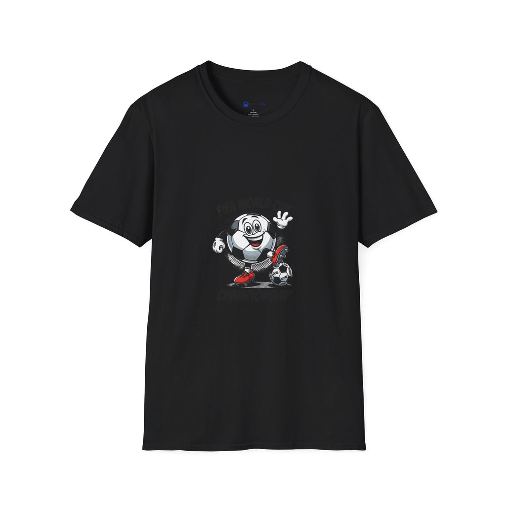 SPORTS comic style Cartoon Mascot T-Shirt — Championship Soccer Tee