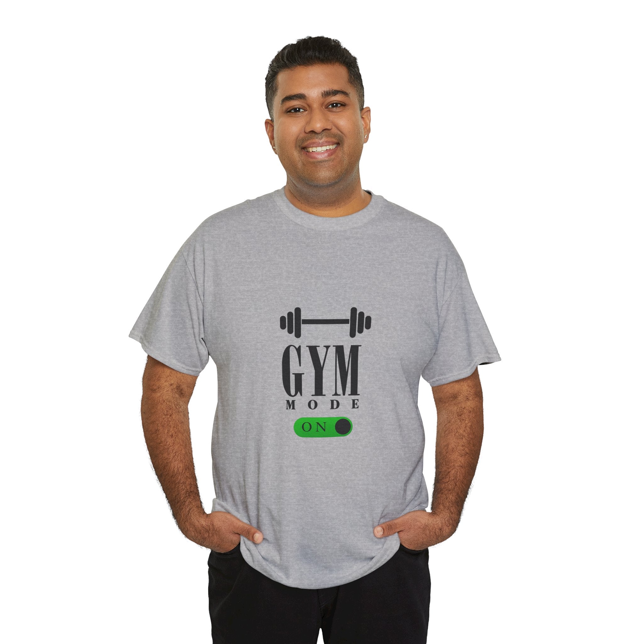 Gym Mode On T-Shirt — Workout Tee with Barbell Graphic