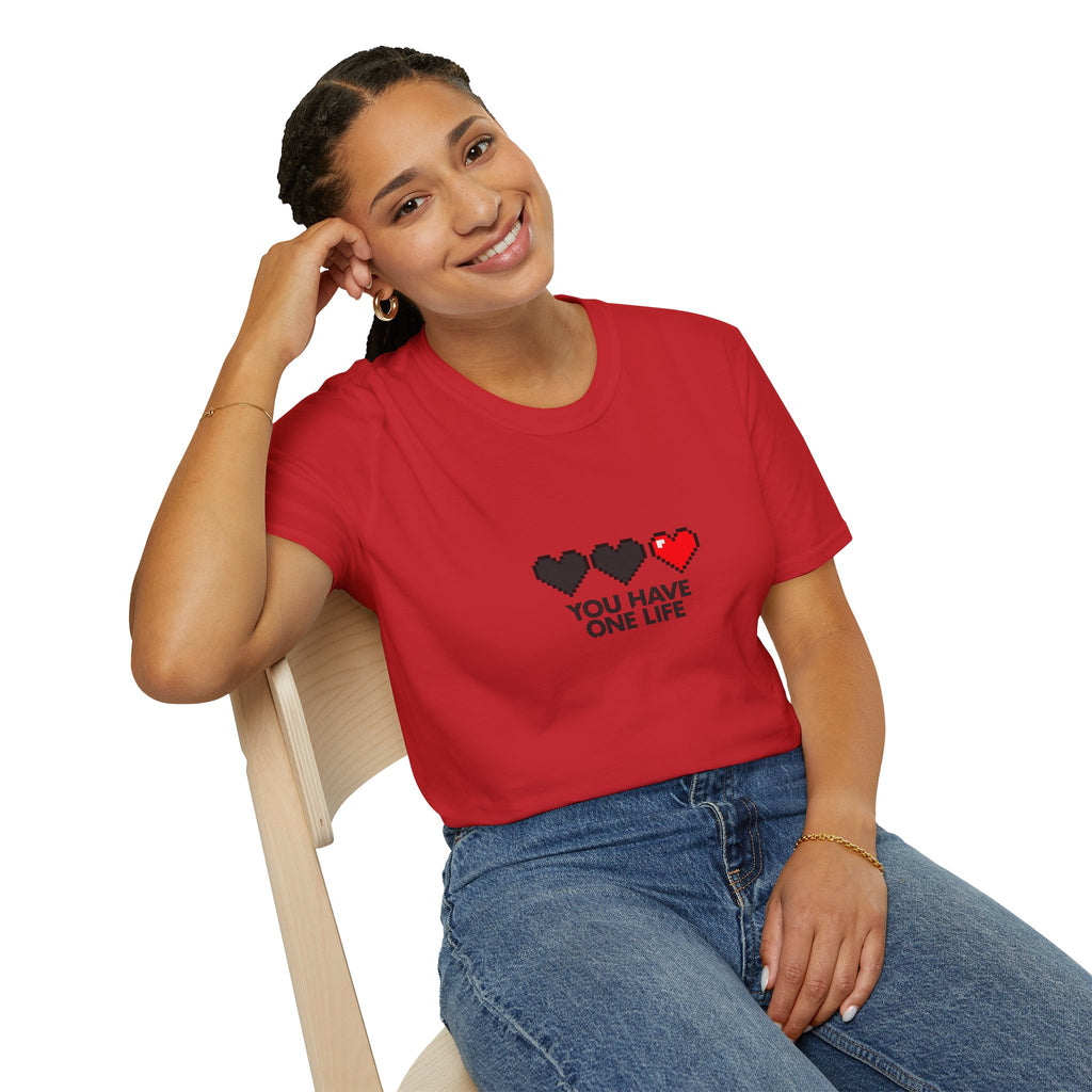 T-Shirt — Pixel Heart "You Have One Life" Graphic Tee