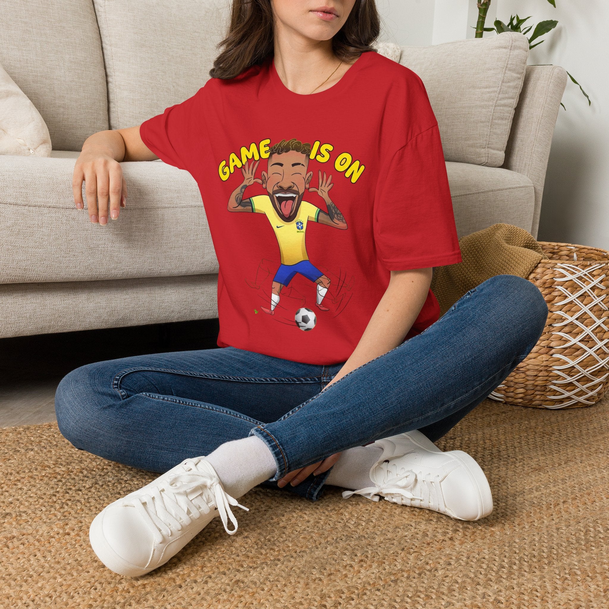 Soccer 'Game Is On' Graphic funny figure design  T‑Shirt