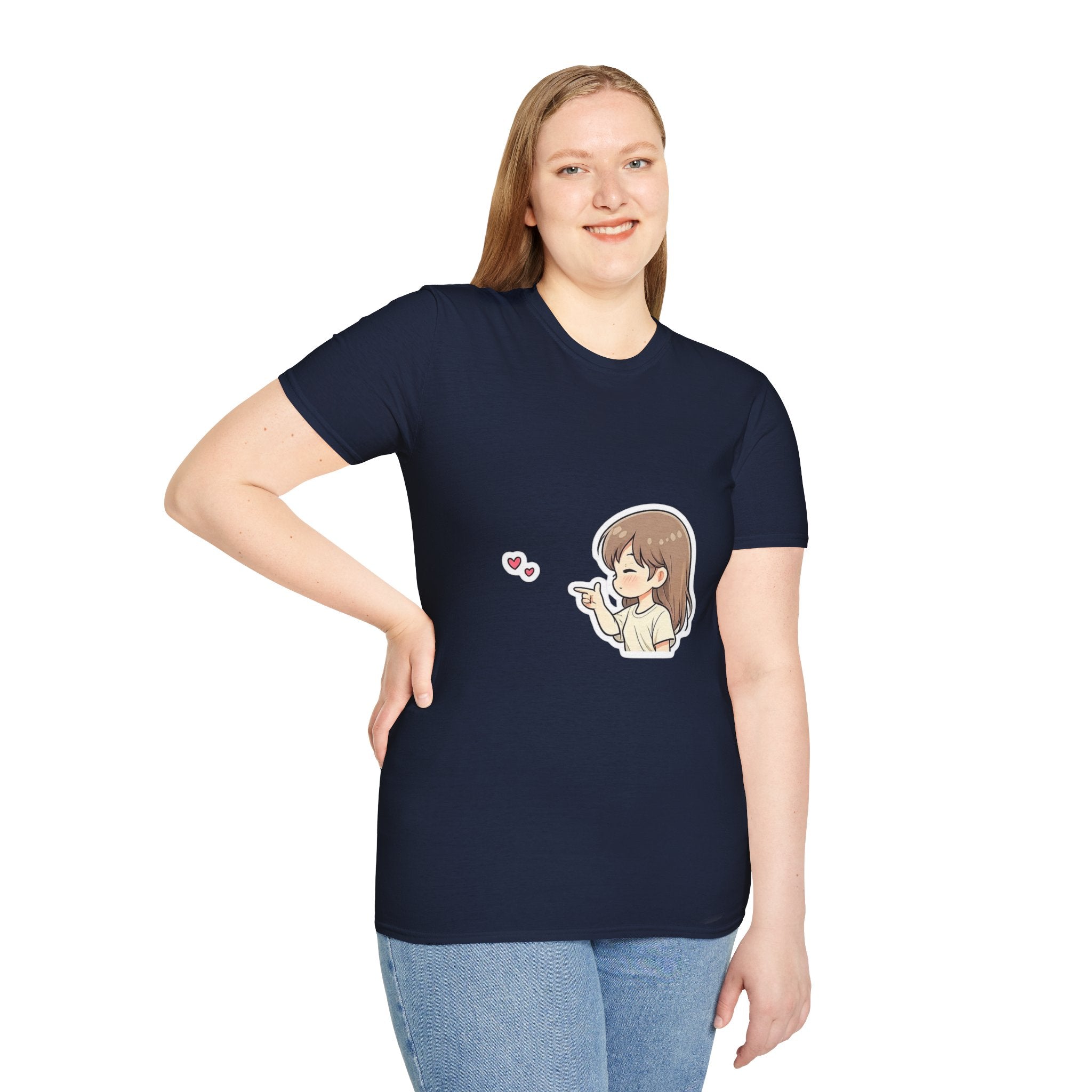 Kawaii Girl Blowing Hearts T-Shirt — Cute Anime Graphic Tee