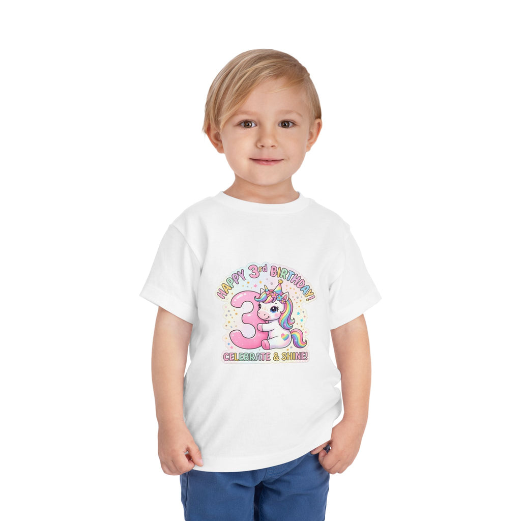 Toddler Unicorn 3rd Birthday Tee — "Happy 3rd Birthday!" Celebrate & Sparkle