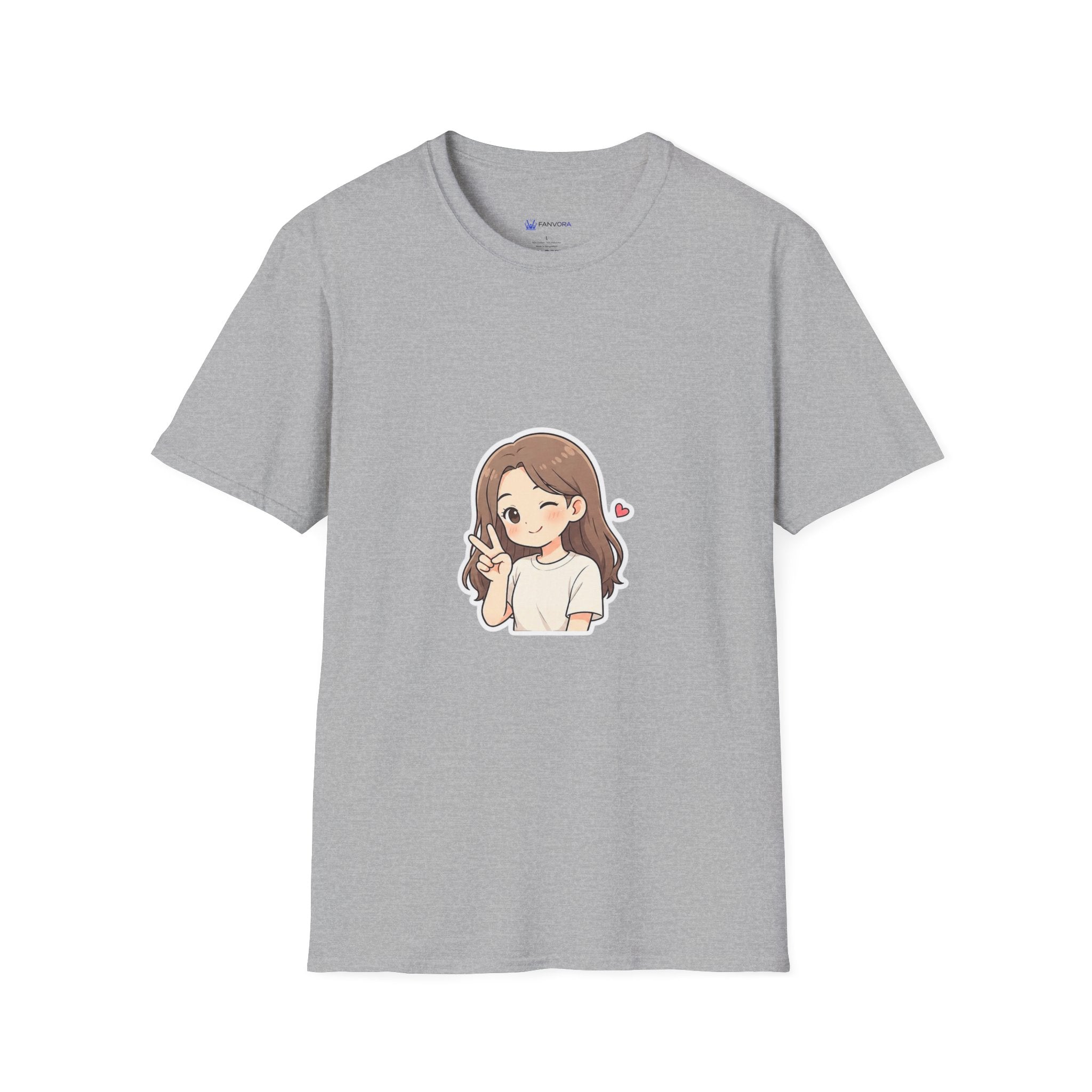 Cute Winking Girl Graphic T-Shirt – Kawaii Heart Tee