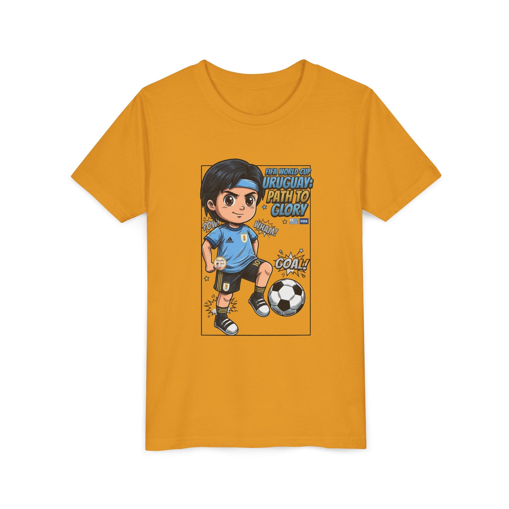 Youth Soccer Tee – Cute Cartoon Player "Ready to Score" Kids Jersey