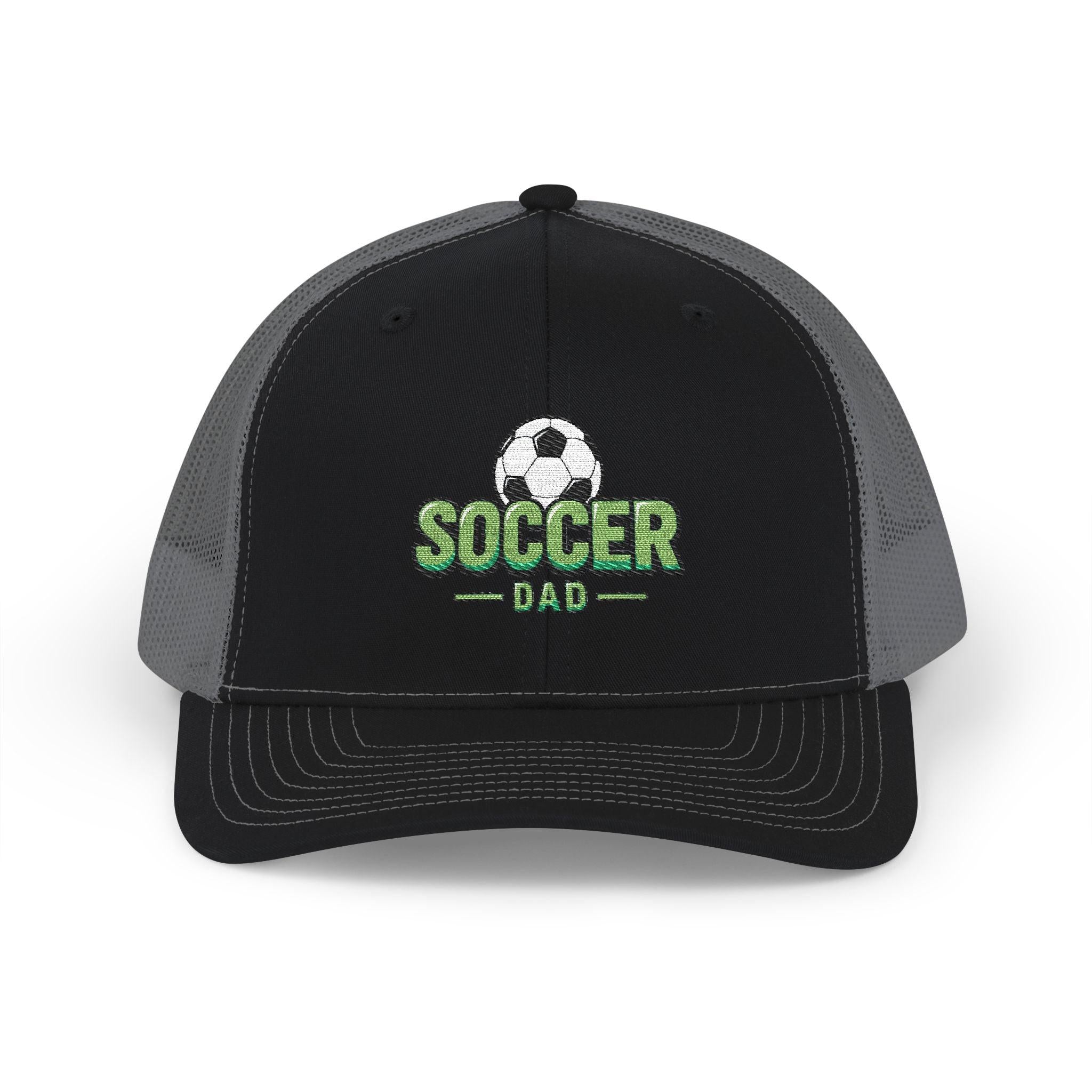 Soccer Dad Trucker cap– Embroidered Ball Design Snapback Cap.