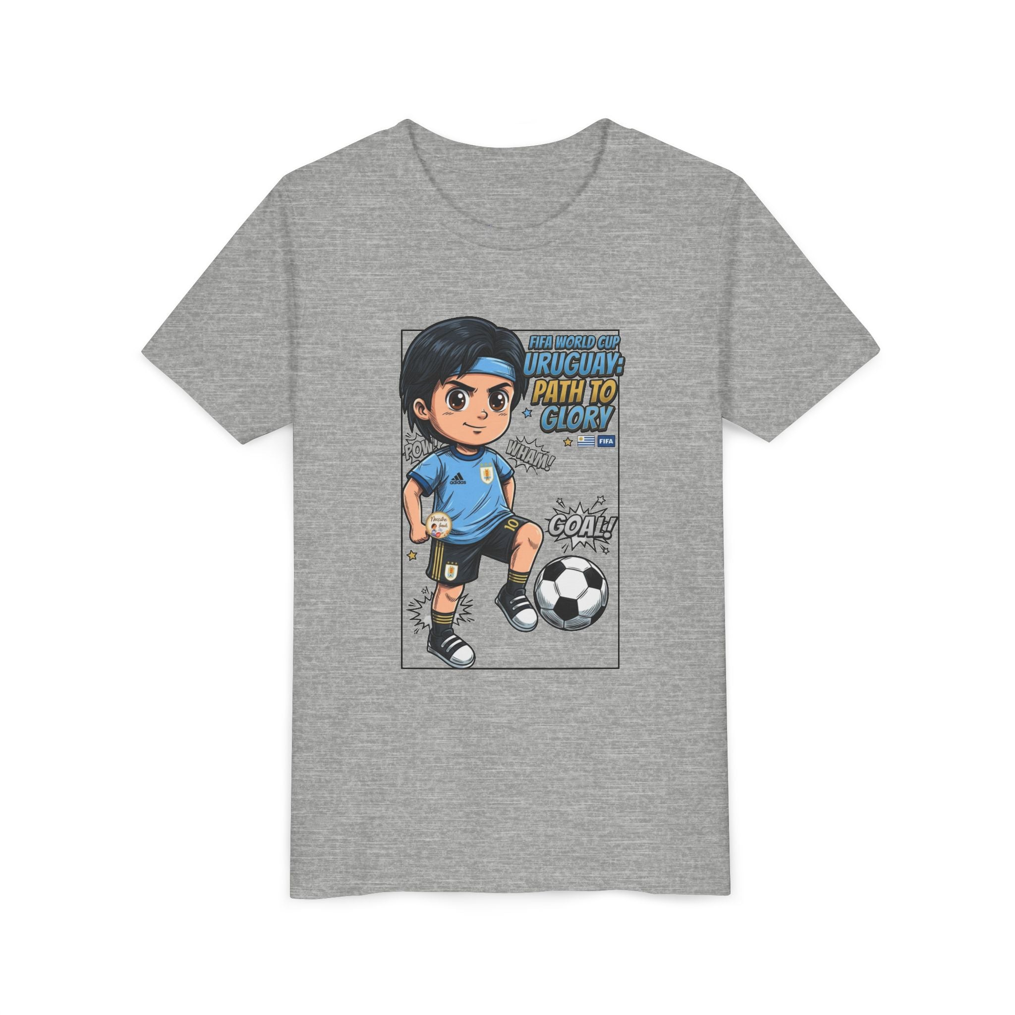 Youth Soccer Tee – Cute Cartoon Player "Ready to Score" Kids Jersey