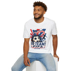 Soccer  Cup T-Shirt – "Go Team! Cup Soccer" USA Flag Design