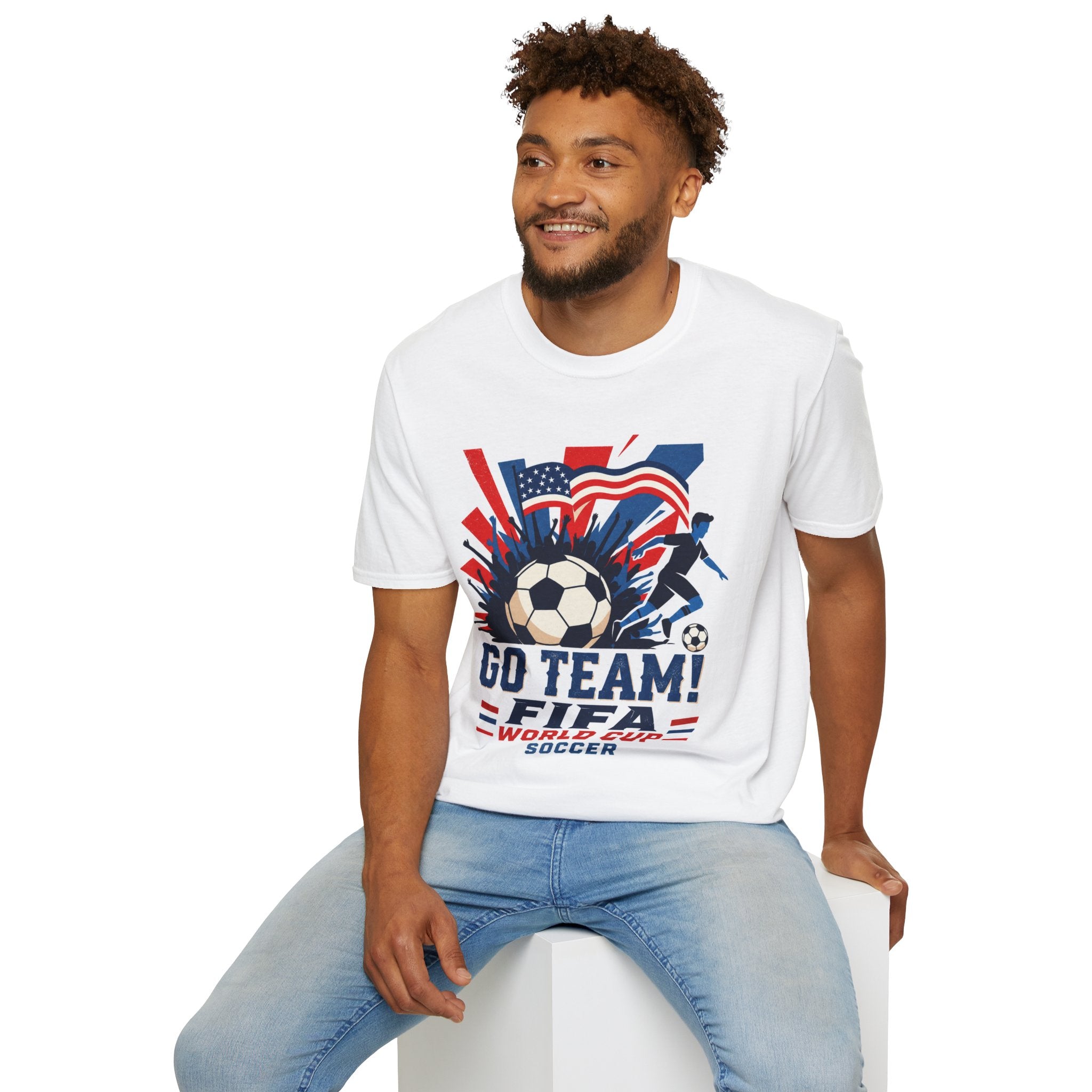 Soccer  Cup T-Shirt – "Go Team! Cup Soccer" USA Flag Design