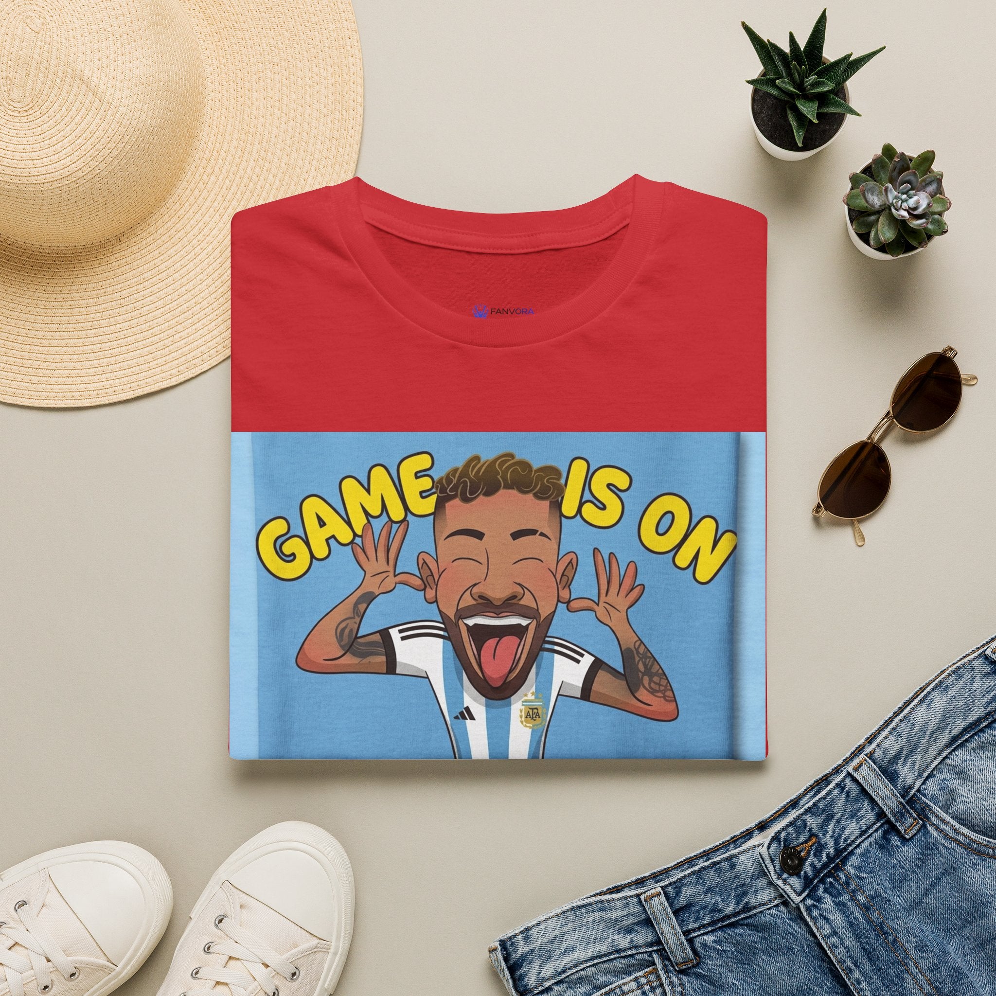 Soccer Fan T-Shirt — "Game Is On" Cartoon Player Graphic
