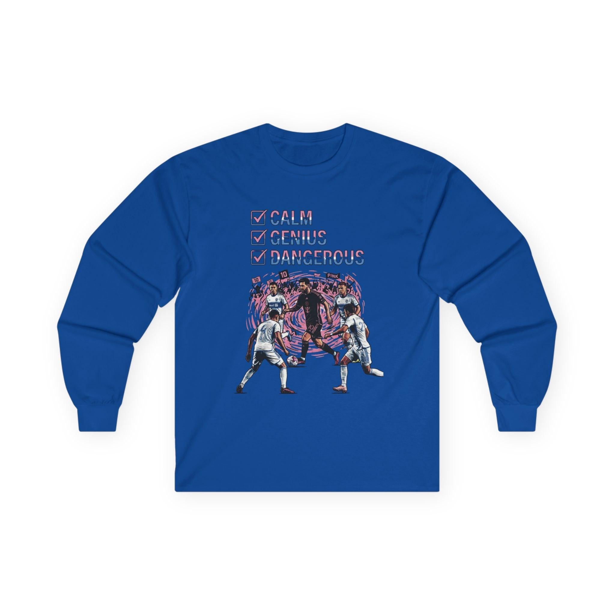 Long Sleeve Football Shirt – World Cup 2026 Fan Tee "Calm Dangerous Genius".