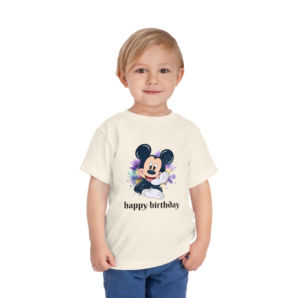 Toddler Tee — Cute Mickey "happy birthday" Birthday Shirt for Kids