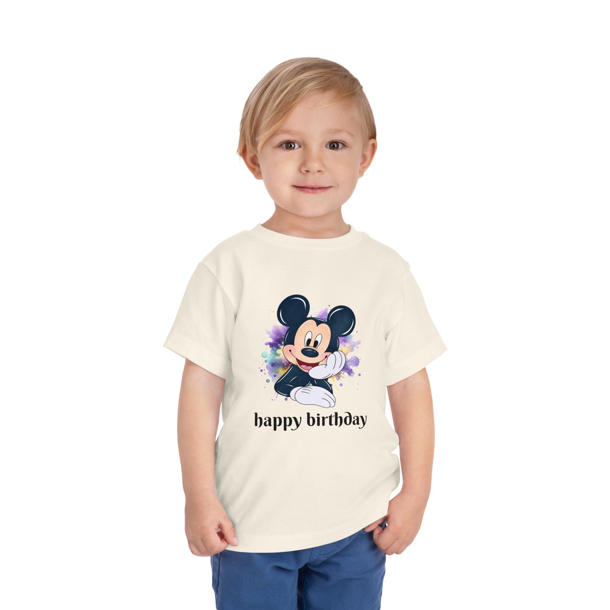Toddler Tee — Cute Mickey "happy birthday" Birthday Shirt for Kids