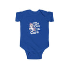 Too Cute to Care Unicorn Baby Bodysuit — Infant Onesie with Playful Pink Graphic.