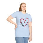 T-Shirt — Love Heart Design with Script 'love' | Romantic Valentine's Tee