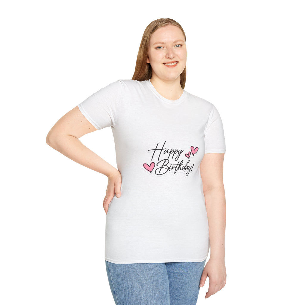 Birthday T-Shirt — "Happy Birthday" Heart Graphic