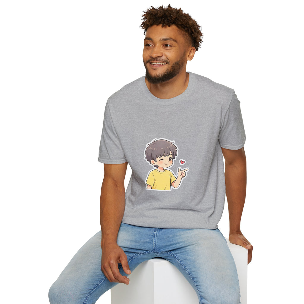 Cute Boy Cartoon Heart T-Shirt – Kawaii Cute Kid Character Tee