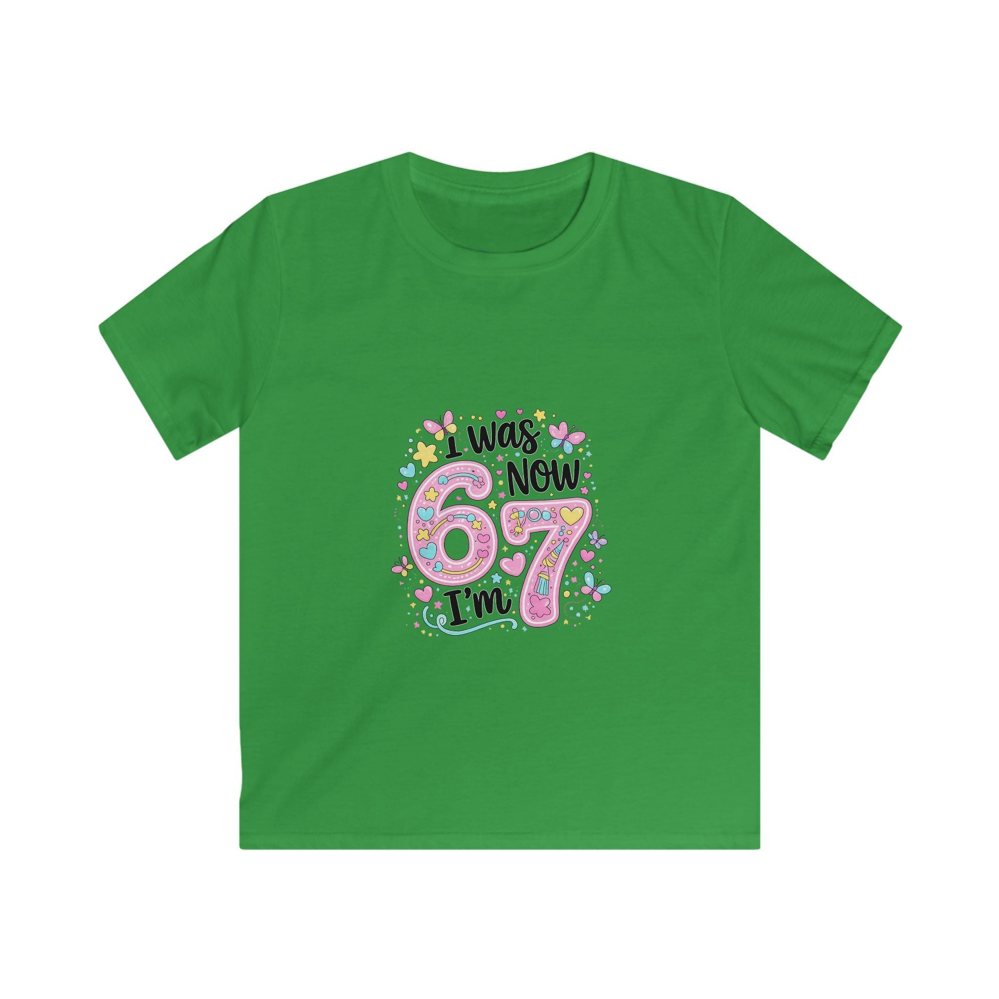Kids Tee — ‘I Was 6 Now I’m 7’ Birthday Girl Cute Floral Design