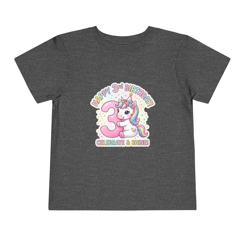 Toddler Unicorn 3rd Birthday Tee — "Happy 3rd Birthday!" Celebrate & Sparkle