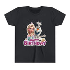 Kids' Birthday Tee - Cute Princess and Snowman "Happy Birthday" Graphic
