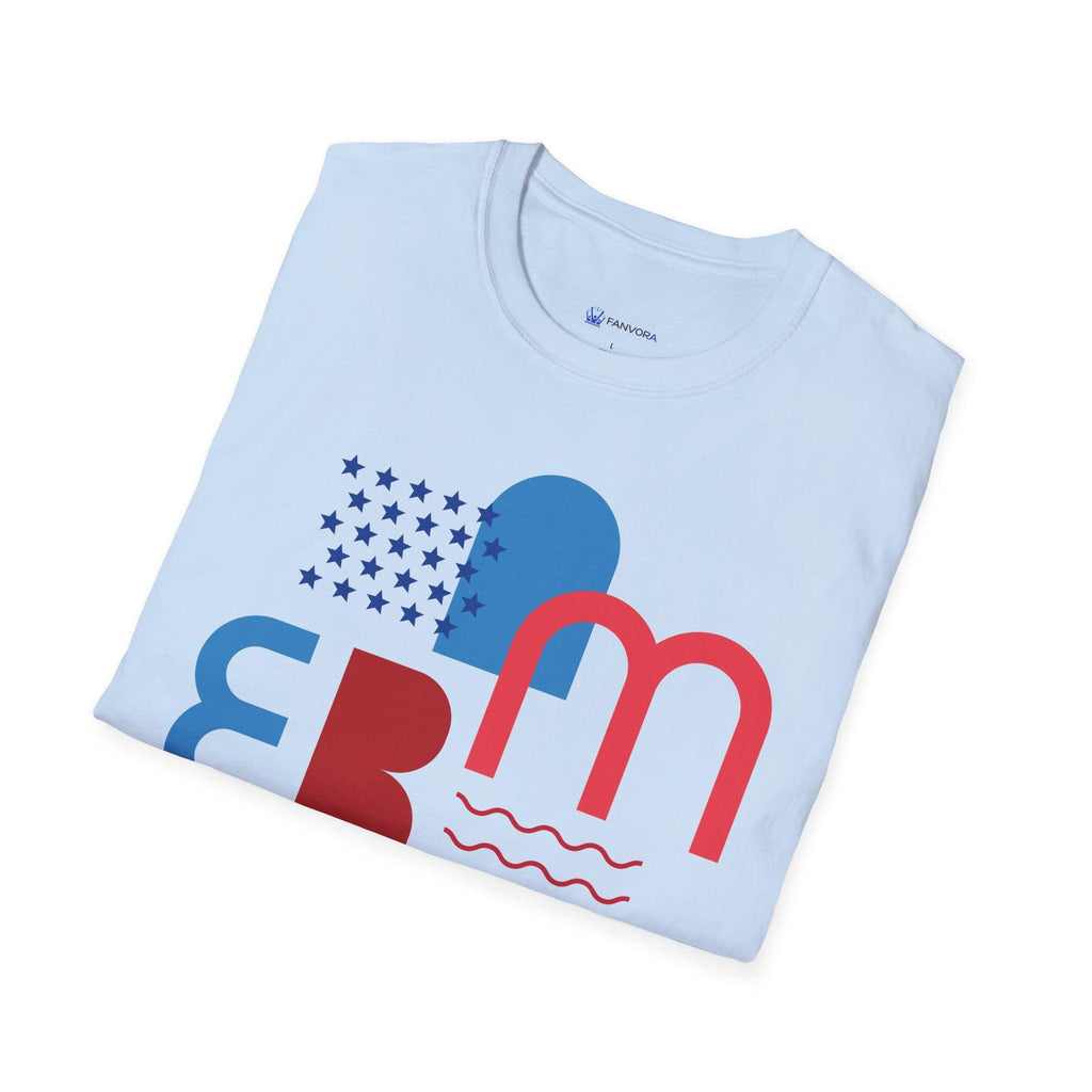 Red and blue patriotic typography tee