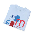 Red and blue patriotic typography tee