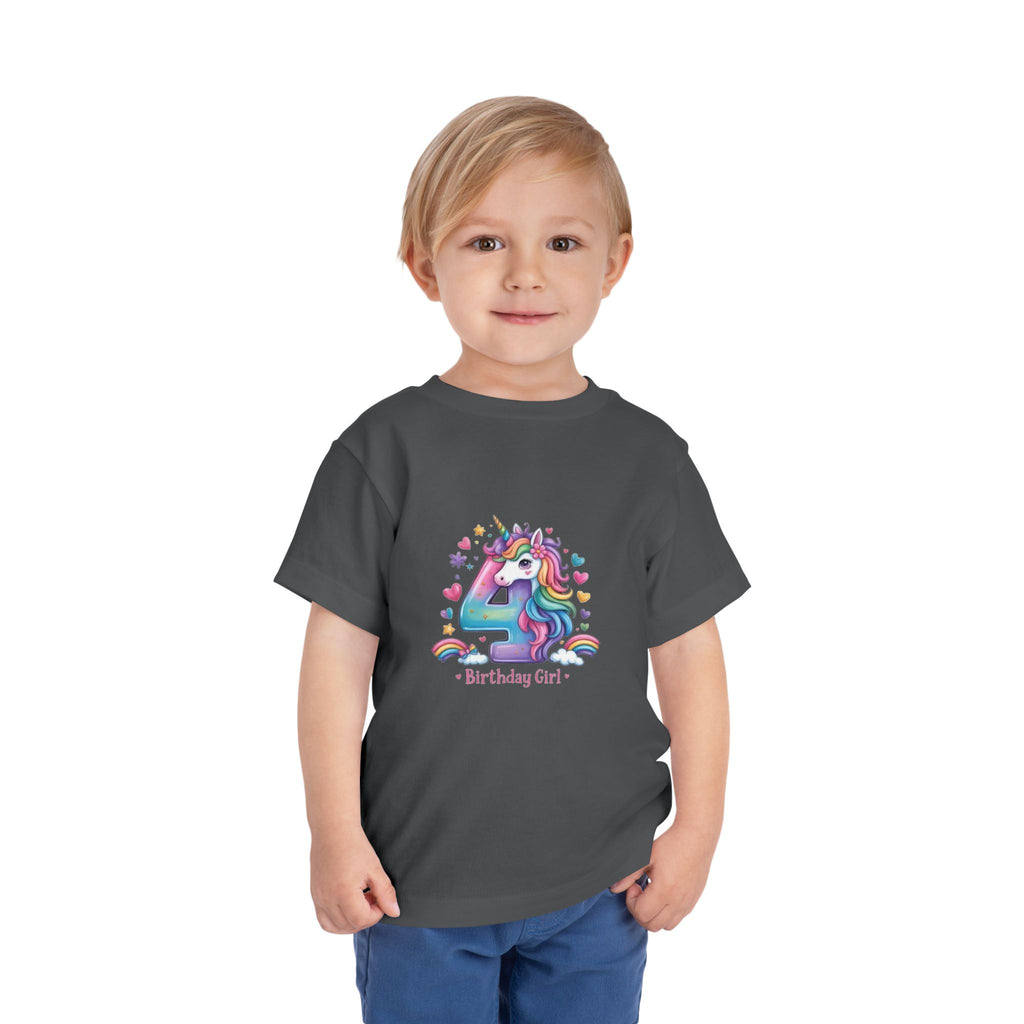 4th Birthday Unicorn Toddler Tee — "Birthday Girl"