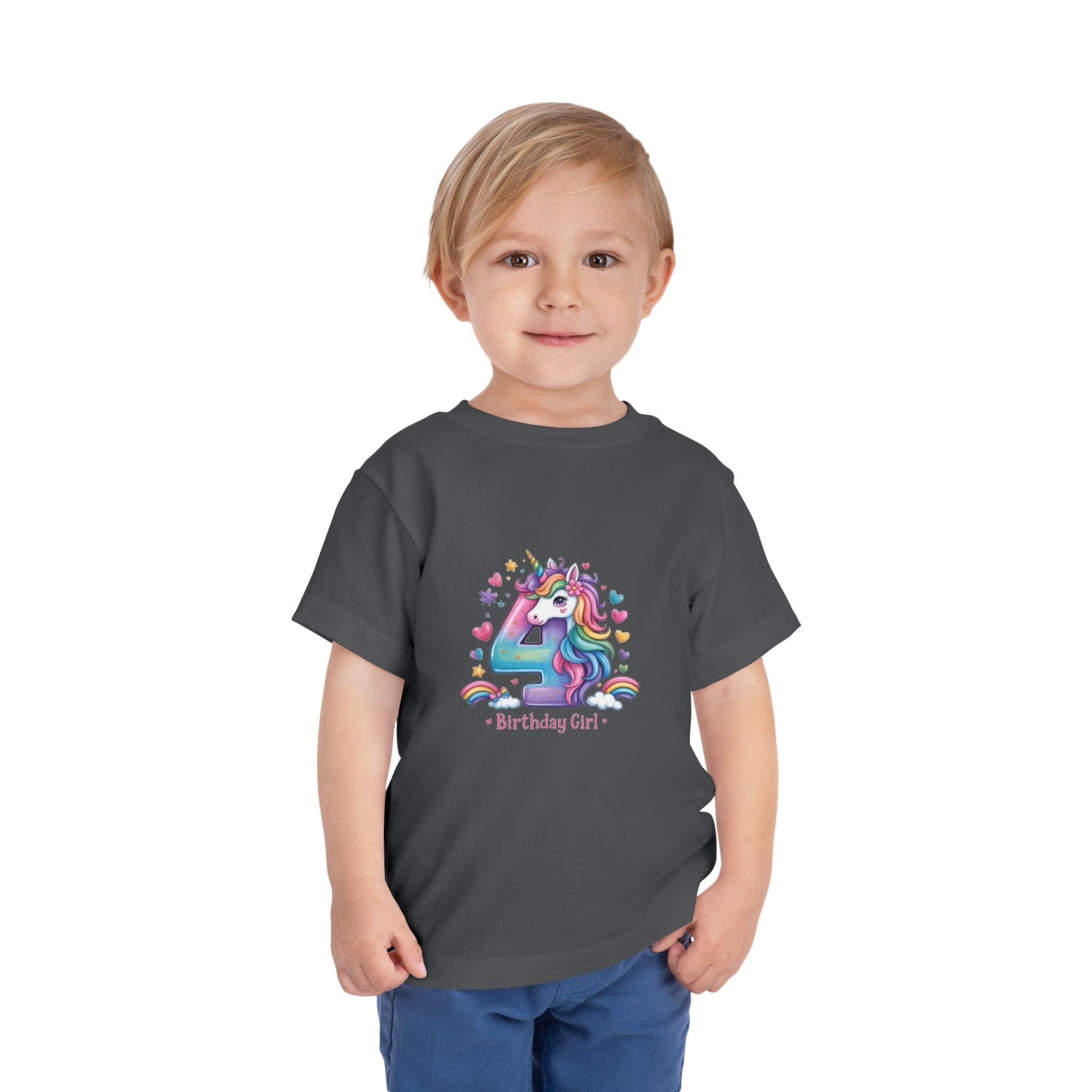 4th Birthday Unicorn Toddler Tee — "Birthday Girl"